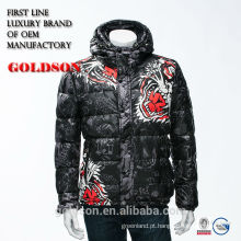 2017 Soft Shell Men Short Hoody Down Coat Embroidery Printing